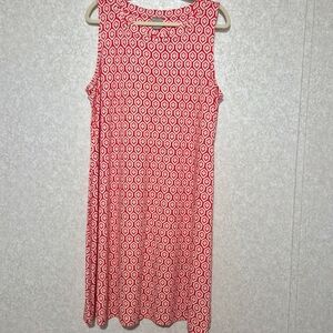 CHICO'S  RED-BEIGE  Sleeveless Crew Neck Midi Sundress..SIZE:3